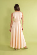 1930s Soft Peach Bow Appliqué Silk Slip [sm/med]