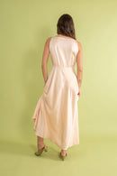1930s Soft Peach Bow Appliqué Silk Slip [sm/med]