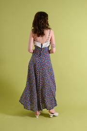 1930s Cotton Seersucker Floral Dress [xs/sm]