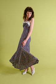 1930s Cotton Seersucker Floral Dress [xs/sm]