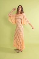 1930s Tangerine Spiderweb Lace Bias Gown [sm/med]