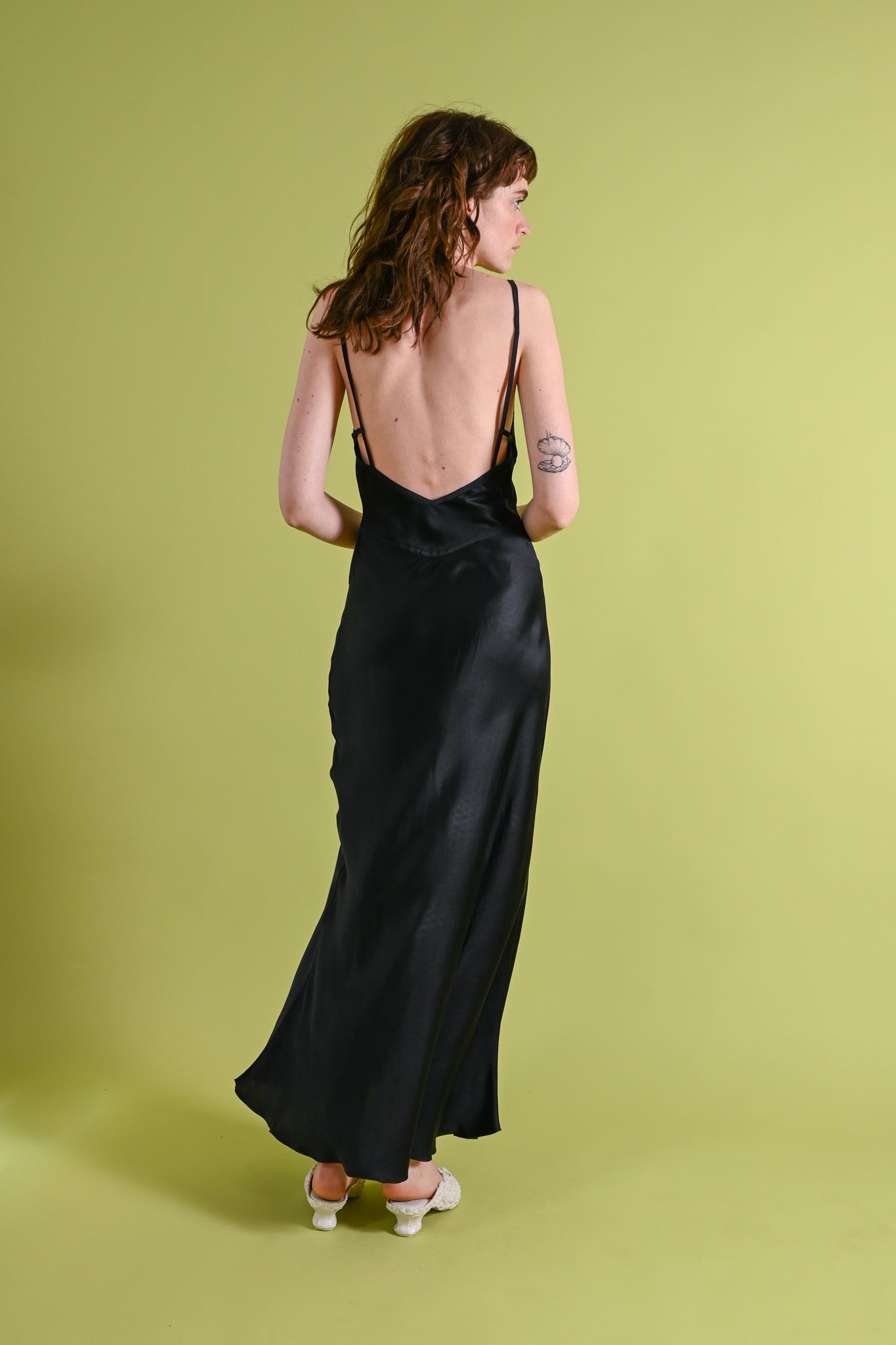 1930s Yolande Plunge Back Silk Gown [sm/med]