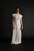 1930s Ivory Silk Embroidered Bridal Gown