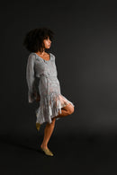 1920s Ice Blue Crochet Fringe Tunic [sm/med/lrg]