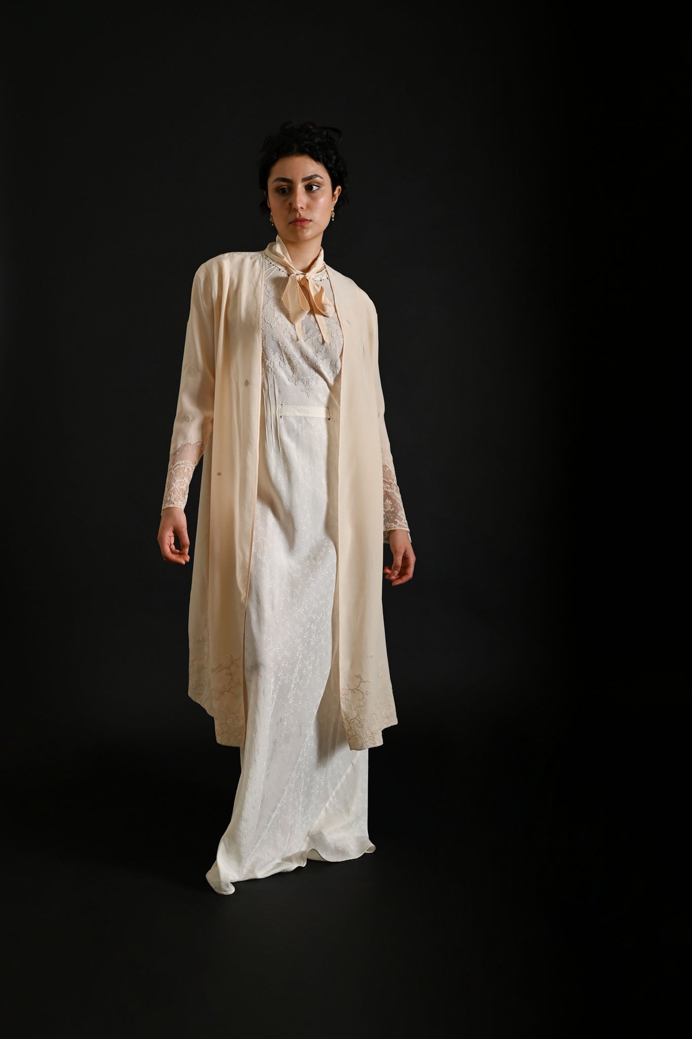 Demetra's French Silk + Lace Appliqué Duster