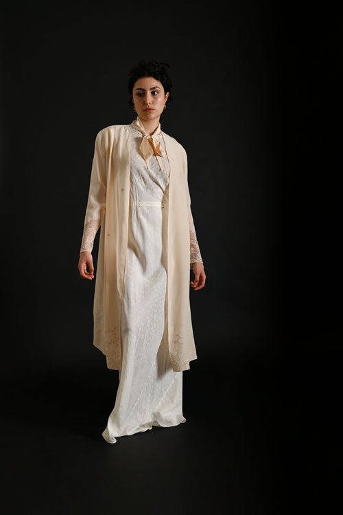 Demetra's French Silk + Lace Appliqué Duster