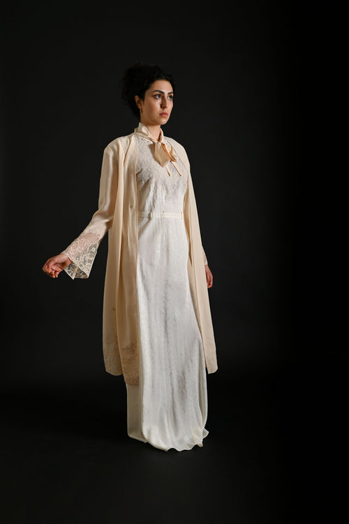 Demetra's French Silk + Lace Appliqué Duster