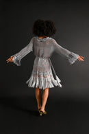 1920s Ice Blue Crochet Fringe Tunic [sm/med/lrg]