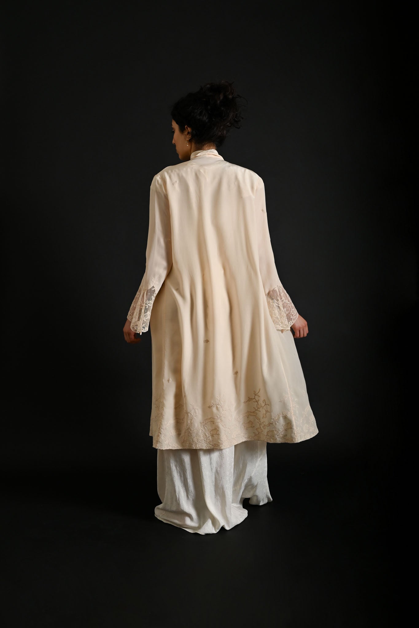 Demetra's French Silk + Lace Appliqué Duster
