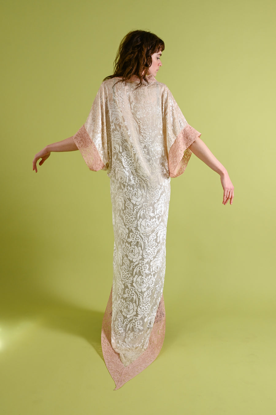 1920s Silk Devoré + Ribbonwork Trained Cocoon Robe [OS]