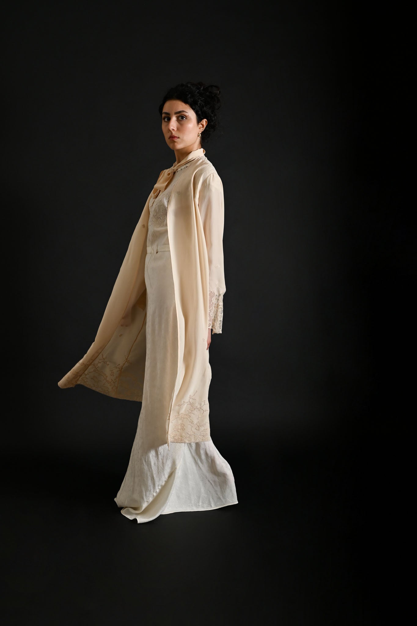 Demetra's French Silk + Lace Appliqué Duster