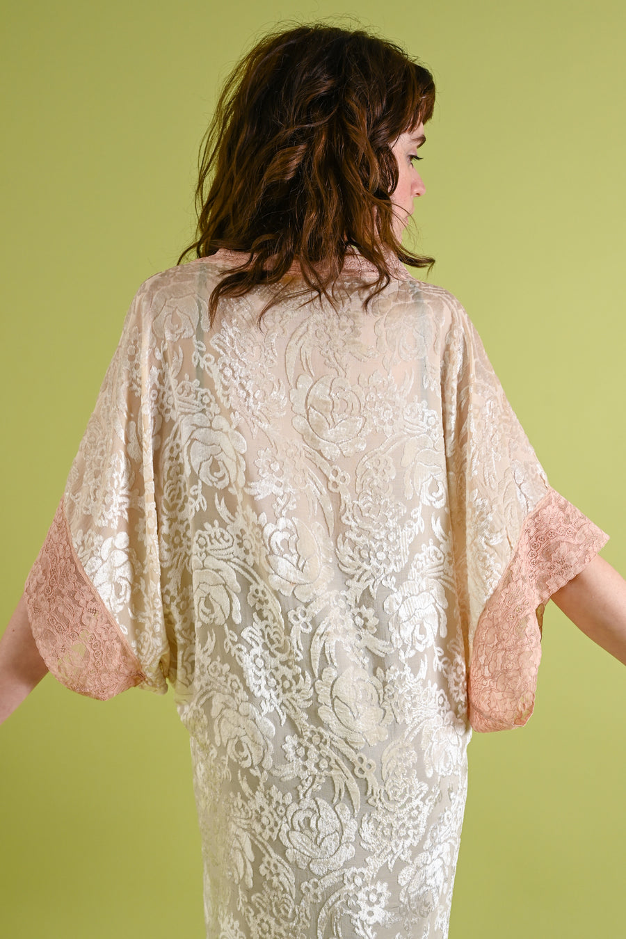 1920s Silk Devoré + Ribbonwork Trained Cocoon Robe [OS]