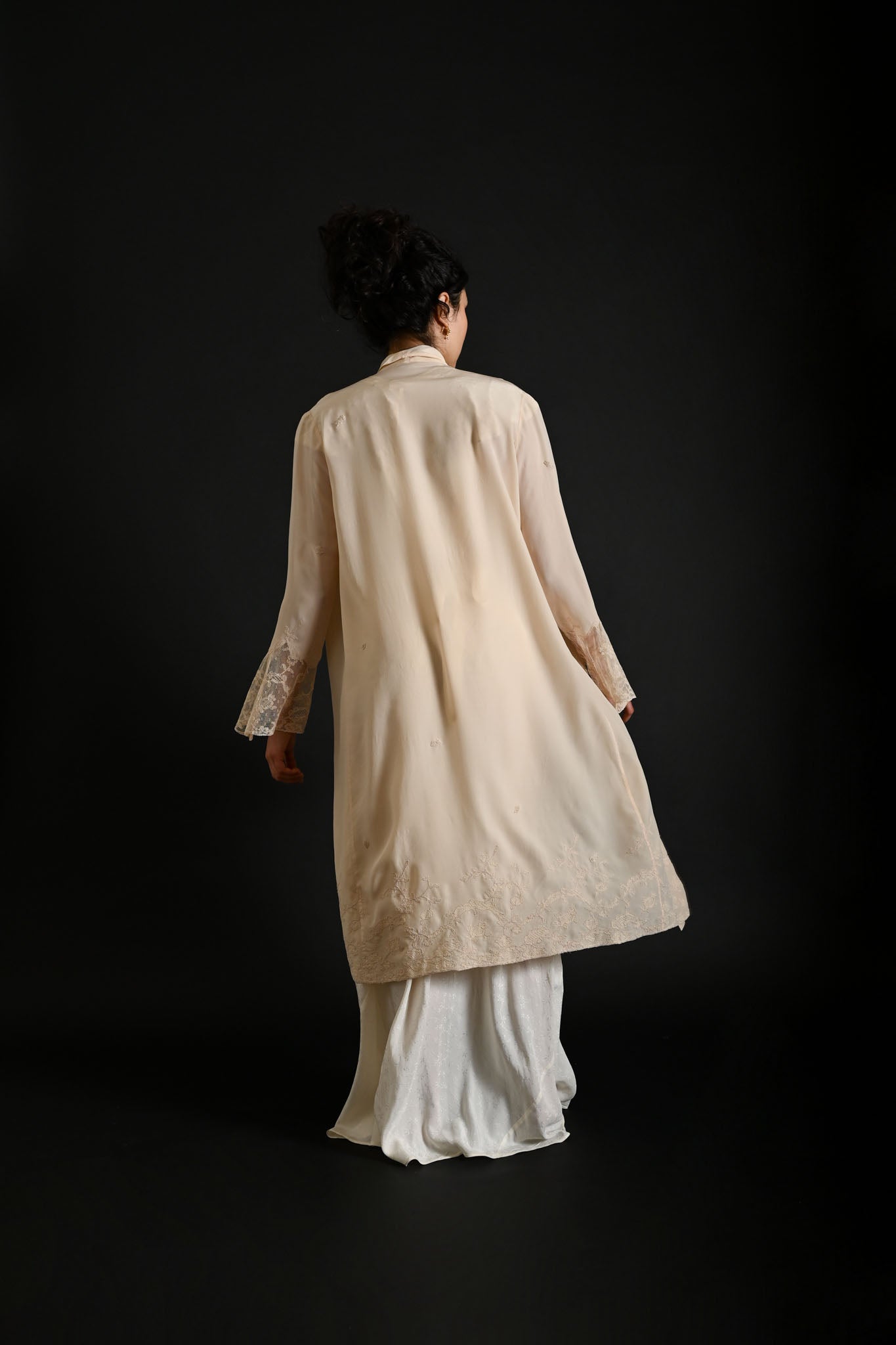 Demetra's French Silk + Lace Appliqué Duster