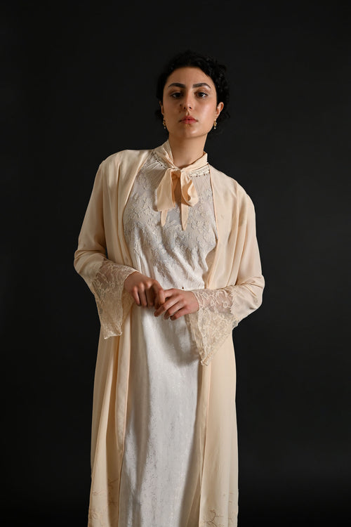 Demetra's French Silk + Lace Appliqué Duster