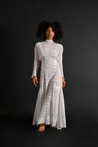 1900s Pintucked Embroidered Lawn Gown [xs/sm]