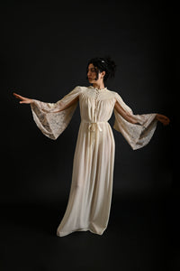 1930s Silk Georgette Kimono Sleeve Gown