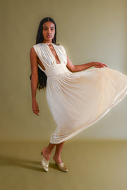 1970s Grecian Silk Jersey Draping Gown [xs/sm]