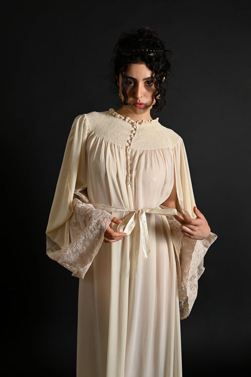 1930s Silk Georgette Kimono Sleeve Gown