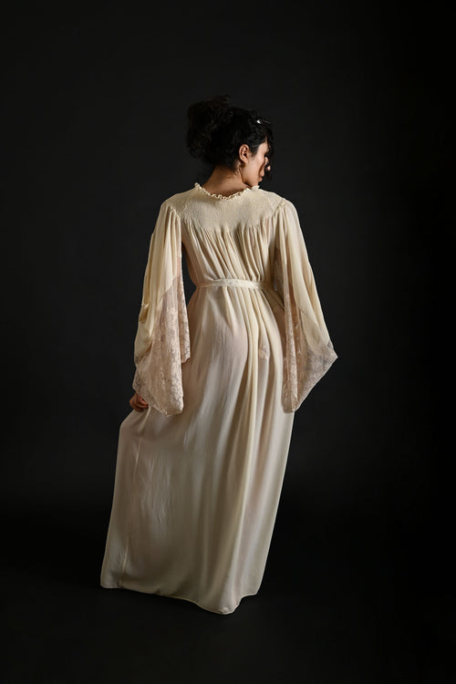 1930s Silk Georgette Kimono Sleeve Gown