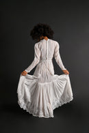 1900s Pintucked Embroidered Lawn Gown [xs/sm]