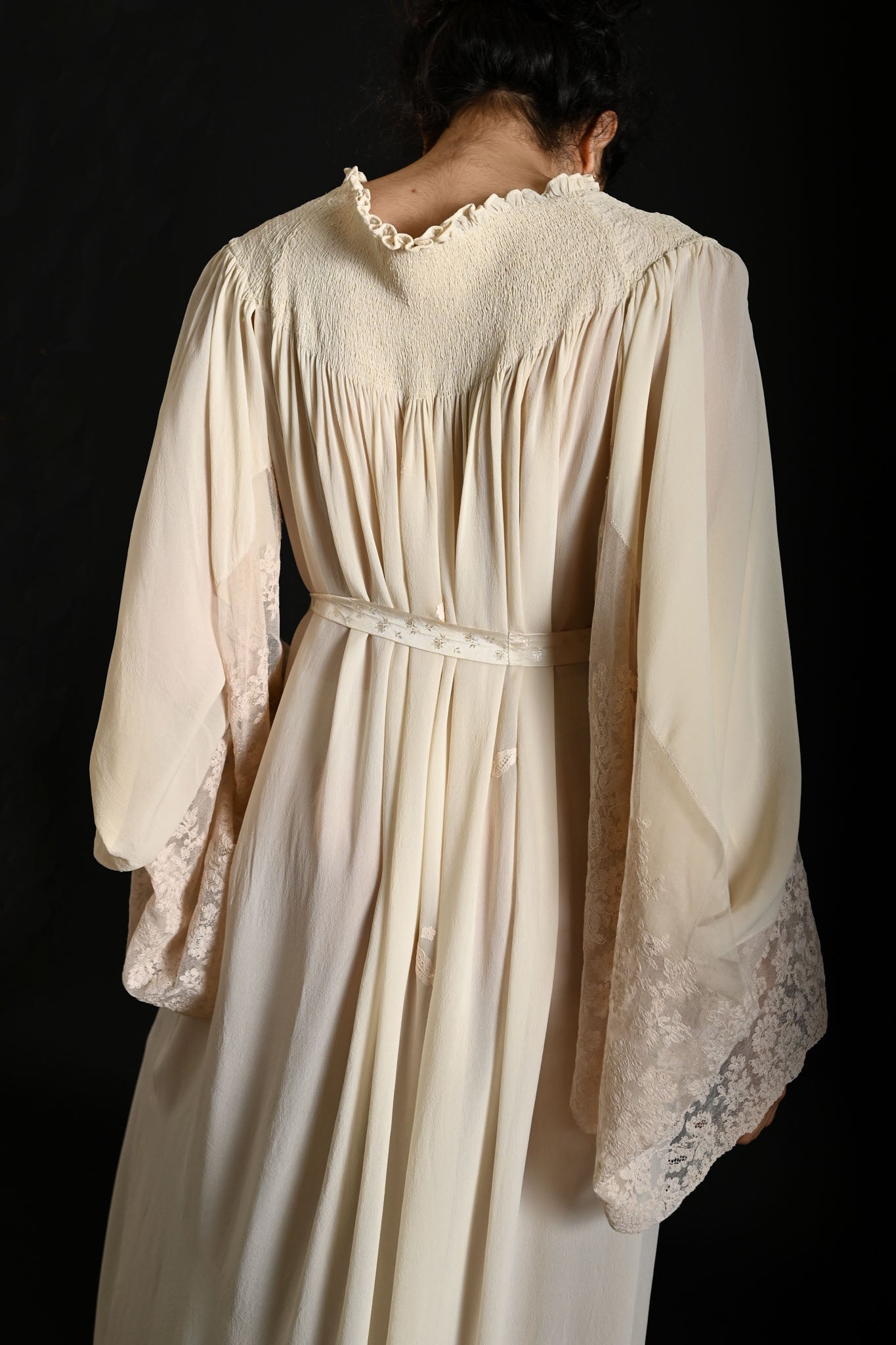 1930s Silk Georgette Kimono Sleeve Gown