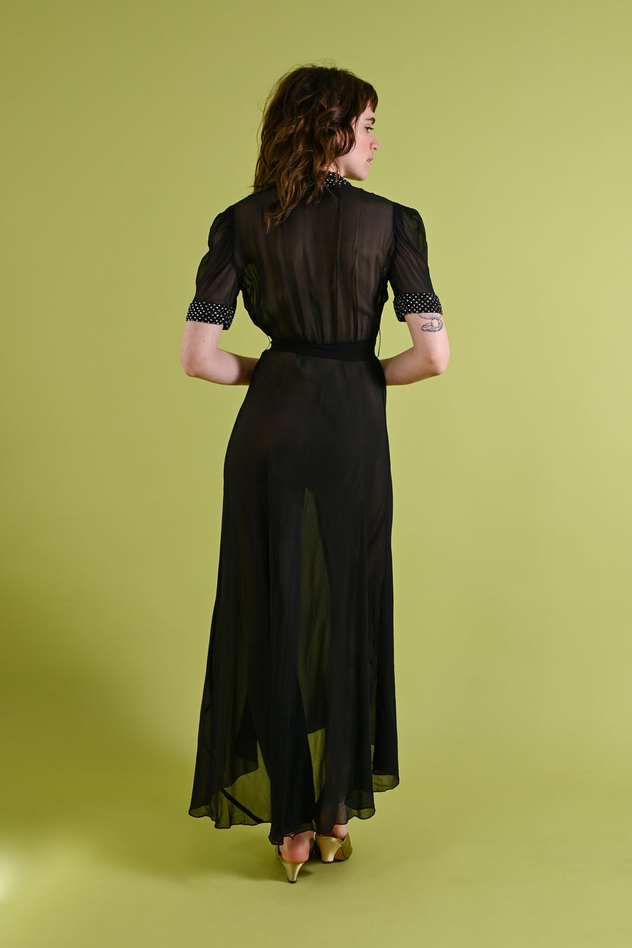 1930s Art Deco Diamanté Silk Chiffon Gown [xs/sm]