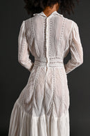 1900s Pintucked Embroidered Lawn Gown [xs/sm]