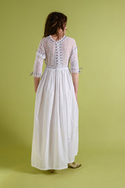 1910s Cotton Lace Dressing Gown with Silk Ribbons [xs/sm/med]