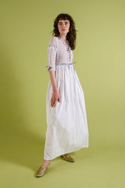 1910s Cotton Lace Dressing Gown with Silk Ribbons [xs/sm/med]