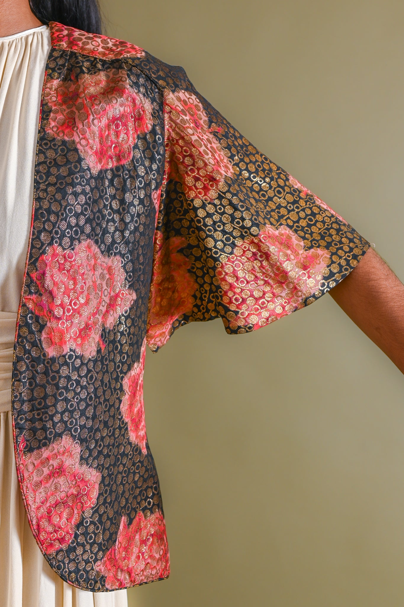1930s English Watered Silk Rose Lamé Jacket [xs/sm/med]