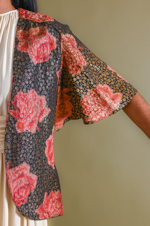 1930s English Watered Silk Rose Lamé Jacket [xs/sm/med]