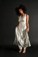 1930s Seafoam Blue Silk + Lace Gown [xs/sm]