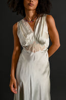 1930s Seafoam Blue Silk + Lace Gown [xs/sm]