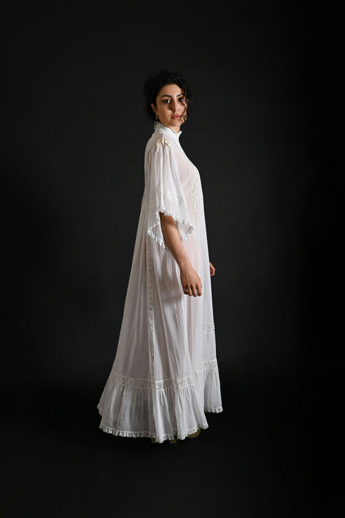 1970s Gina Fratini Insertion Lace Cotton Dress