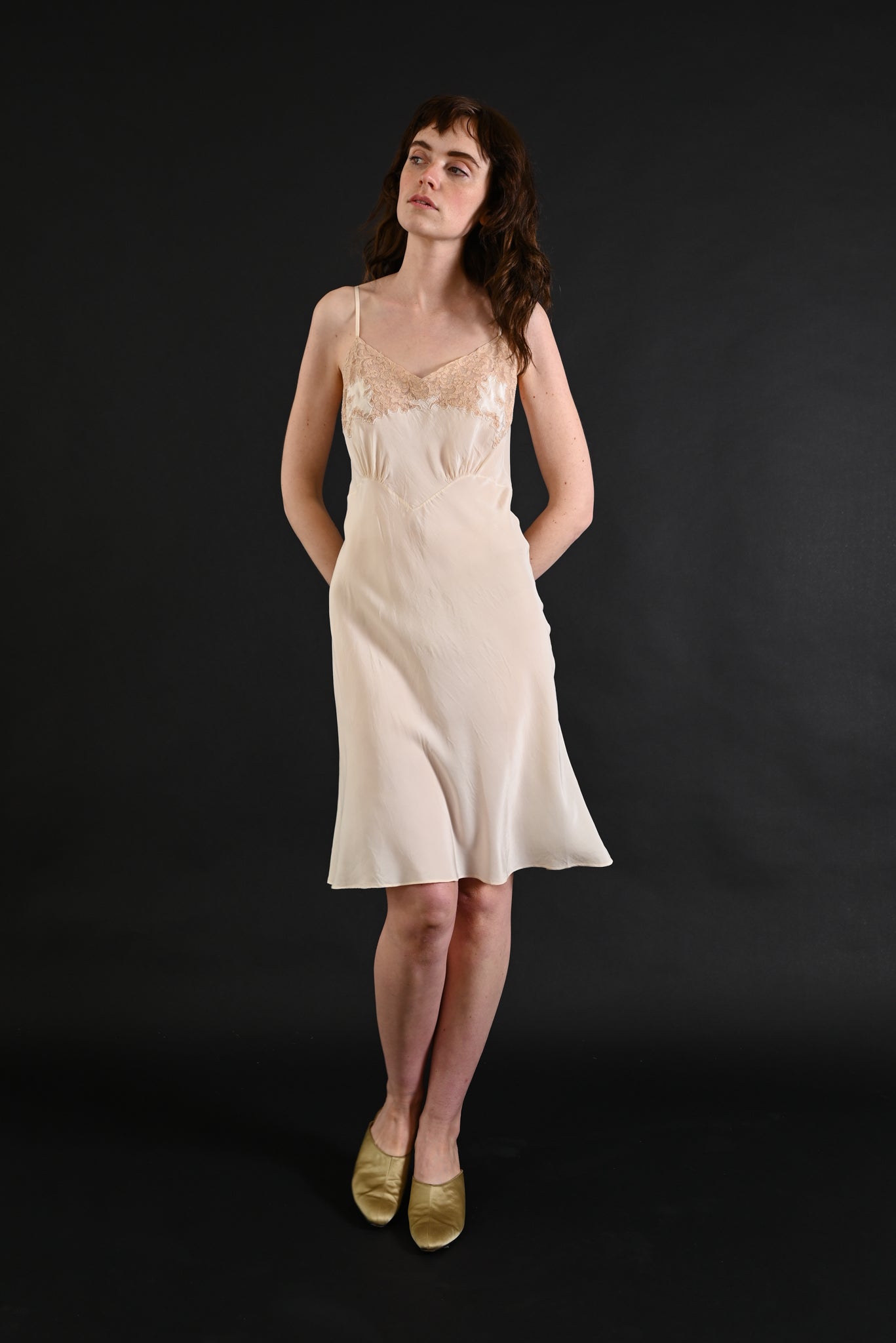 1930s Silk and French Lace Slip Dress [med/lrg]