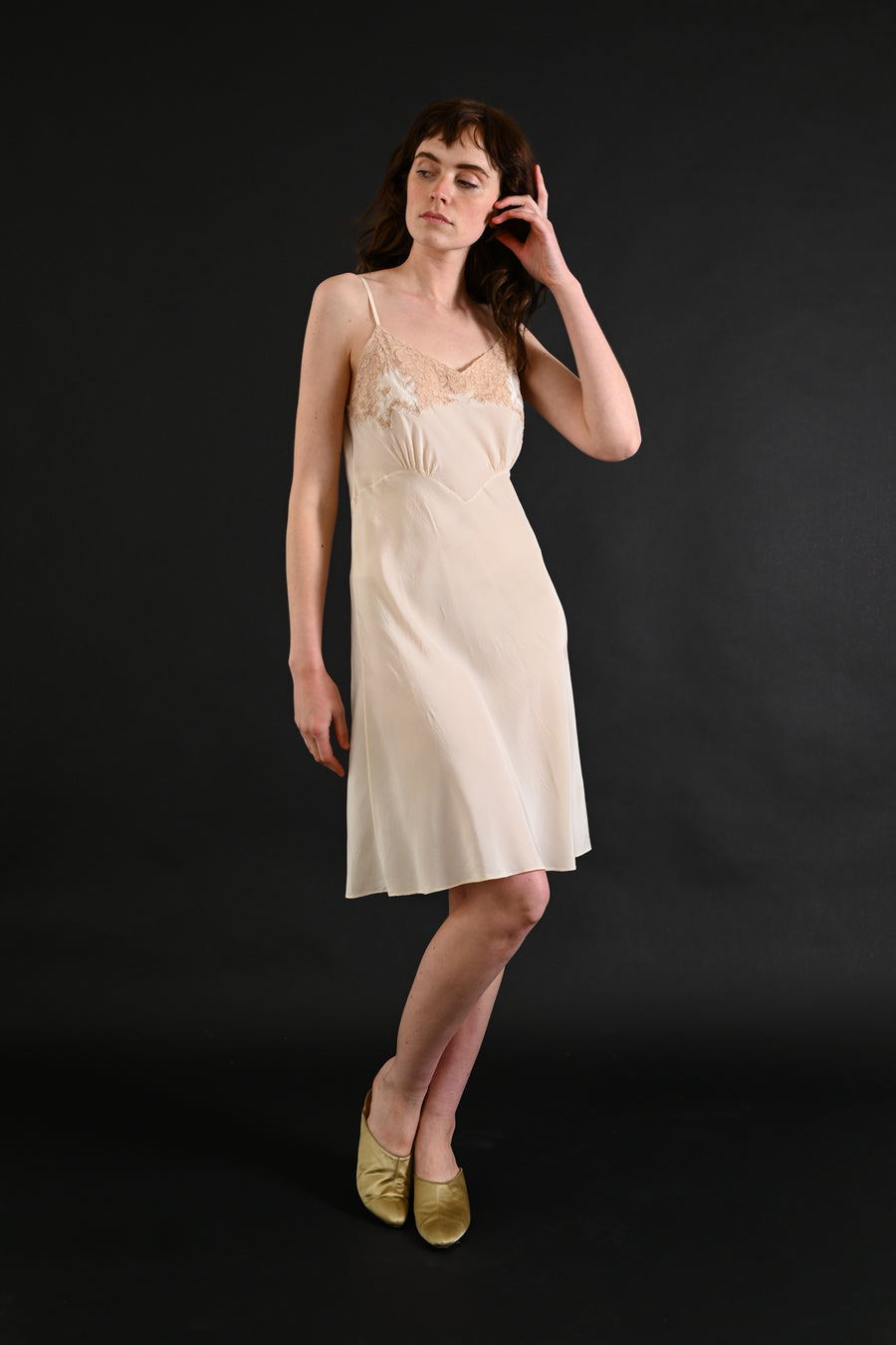 1930s Silk and French Lace Slip Dress [med/lrg]