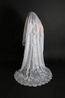 1920s Art Deco Soutache + Tambour Embroidered Oval Veil