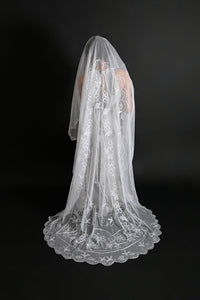 1920s Art Deco Soutache + Tambour Embroidered Oval Veil