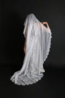 1920s Art Deco Soutache + Tambour Embroidered Oval Veil