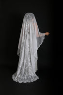 1920s Art Deco Soutache + Tambour Embroidered Oval Veil