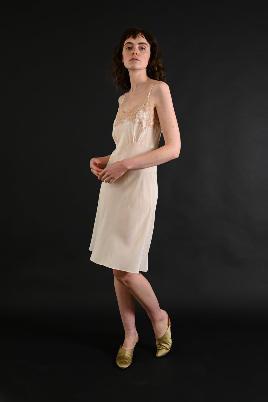 1930s Silk and French Lace Slip Dress [med/lrg]