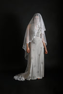 1920s Art Deco Soutache + Tambour Embroidered Oval Veil