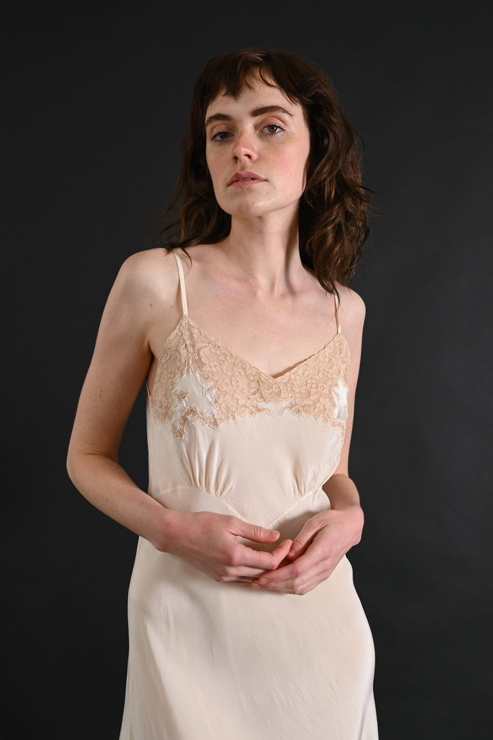 1930s Silk and French Lace Slip Dress [med/lrg]