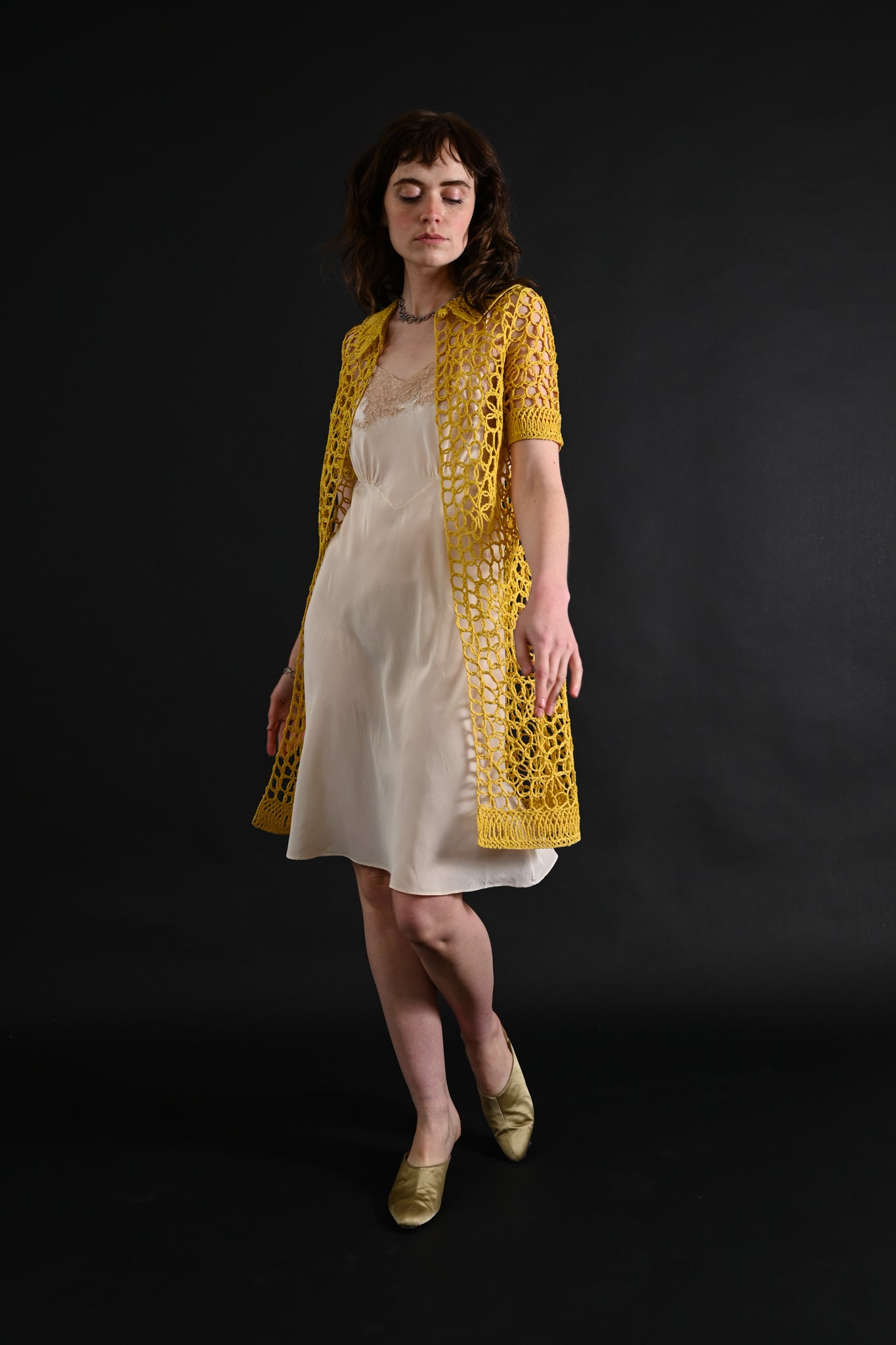 1960s Lemon Yellow Textural Soutache Jacket [xs/sm/med]