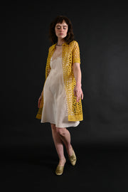 1960s Lemon Yellow Textural Soutache Jacket [xs/sm/med]