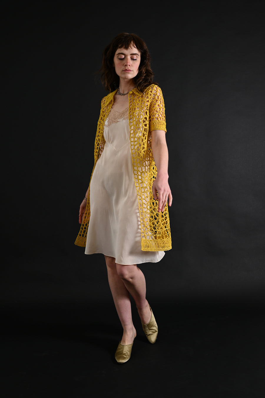 1960s Lemon Yellow Textural Soutache Jacket [xs/sm/med]