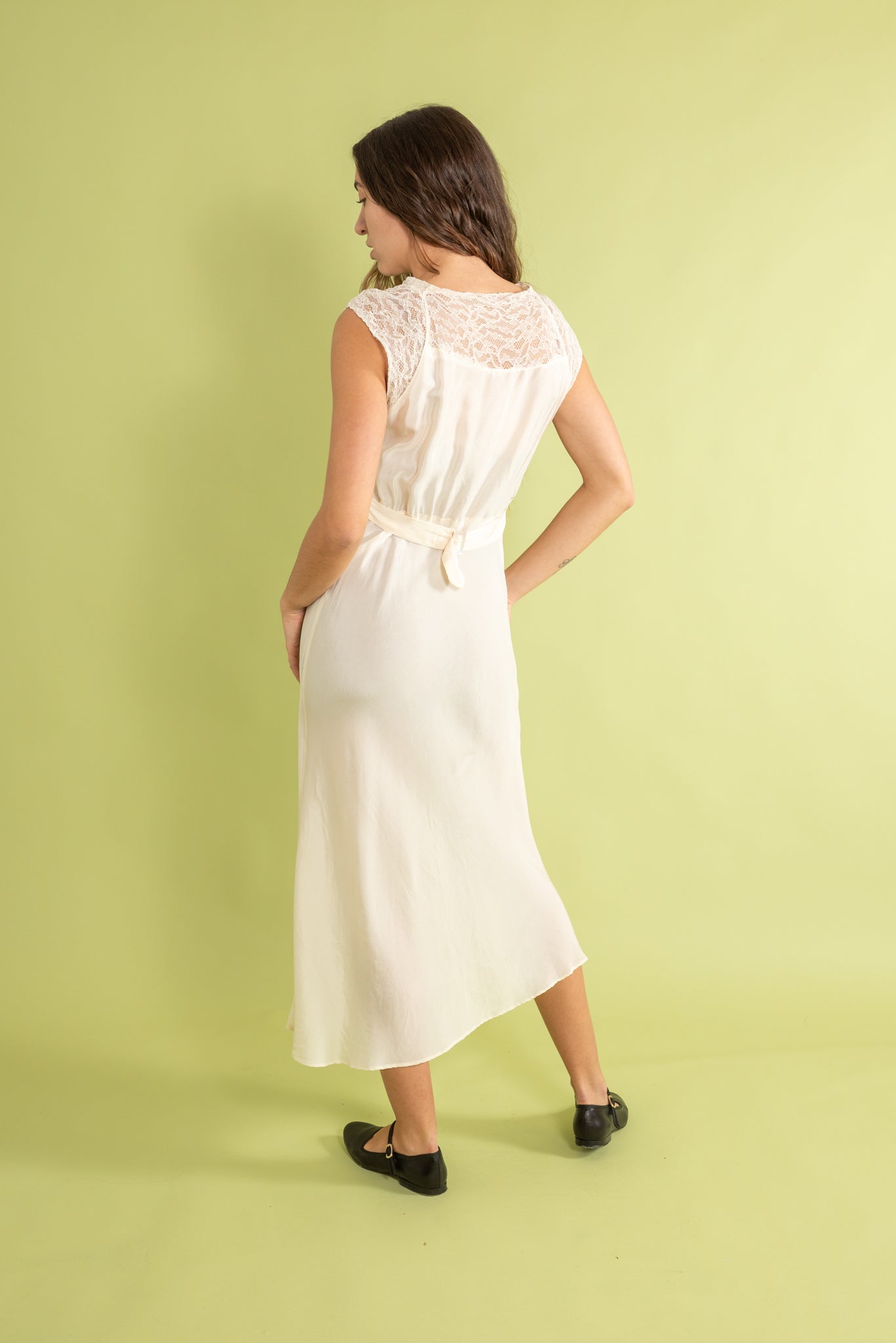 1930s NRA Ivory Silk Red Bauble Dress [sm/med]