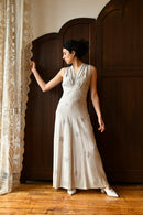 1930s Ice Blue Crepe Diamanté Star Gown