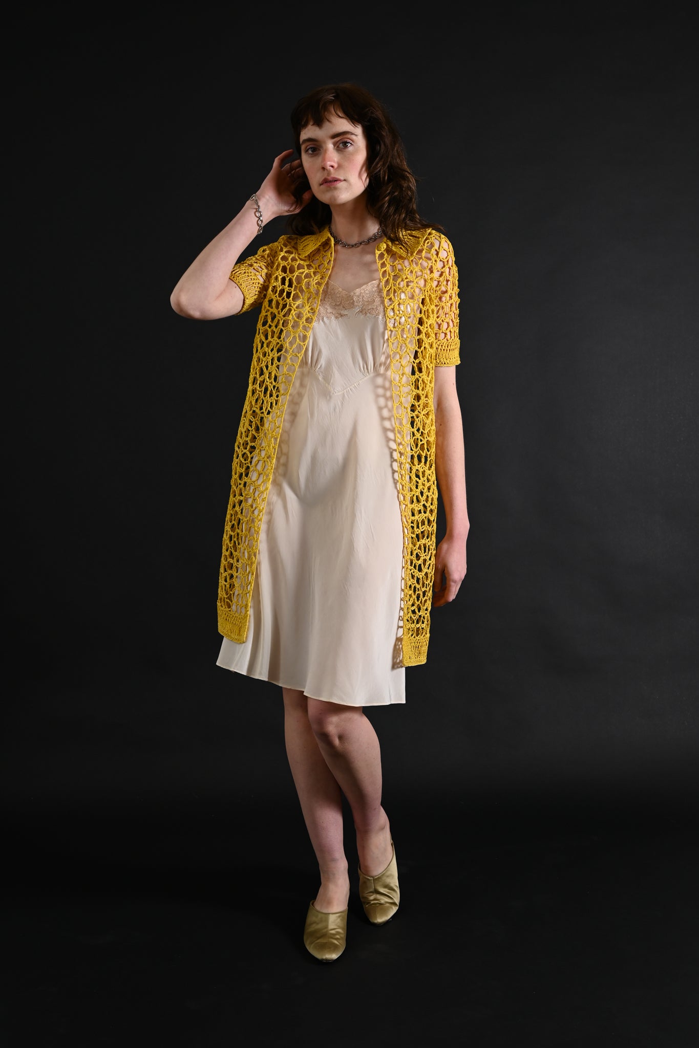 1960s Lemon Yellow Textural Soutache Jacket [xs/sm/med]