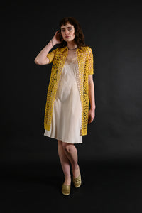 1960s Lemon Yellow Textural Soutache Jacket [xs/sm/med]